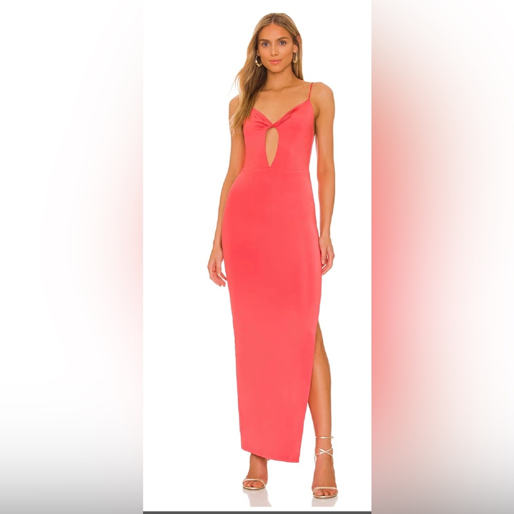 Women's Coral Maxi Dress with Keyhole Front